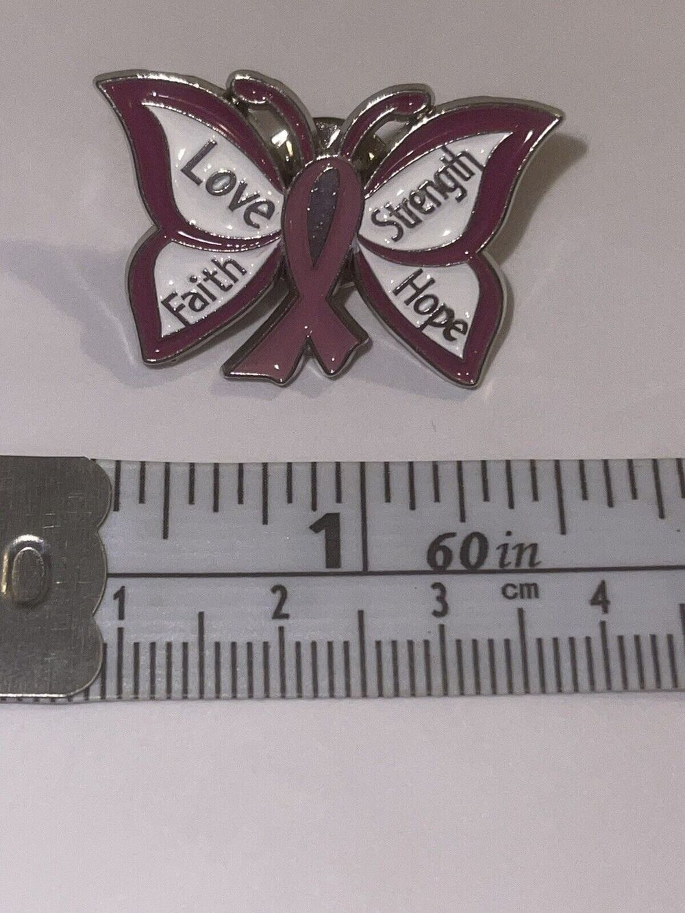 Love Faith Strength Hope Butterfly Ribbon Pin Brooch